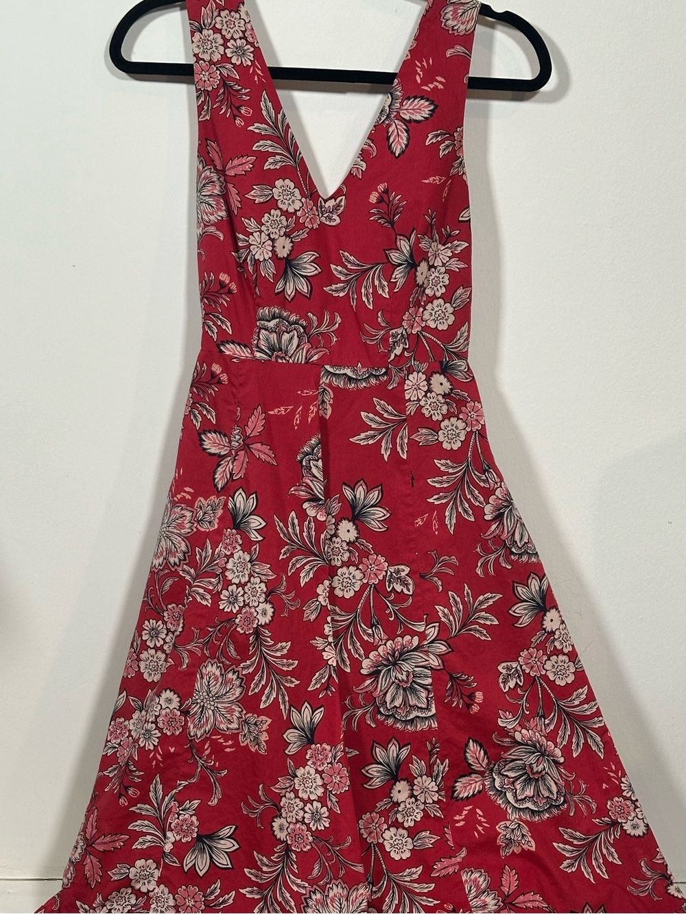 Faded Red Floral Cotton Dress Small Romantic Prairie Cottagecore Monsoon Size 4